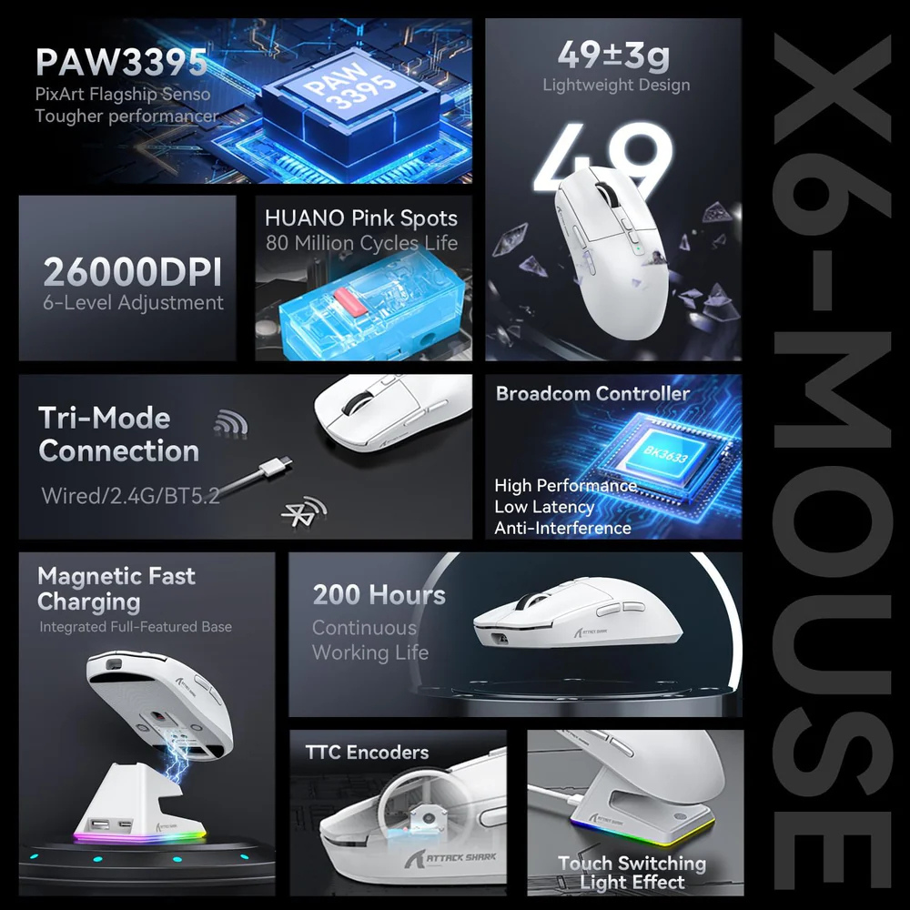 ATTACK SHARK X6 With Charging Dock