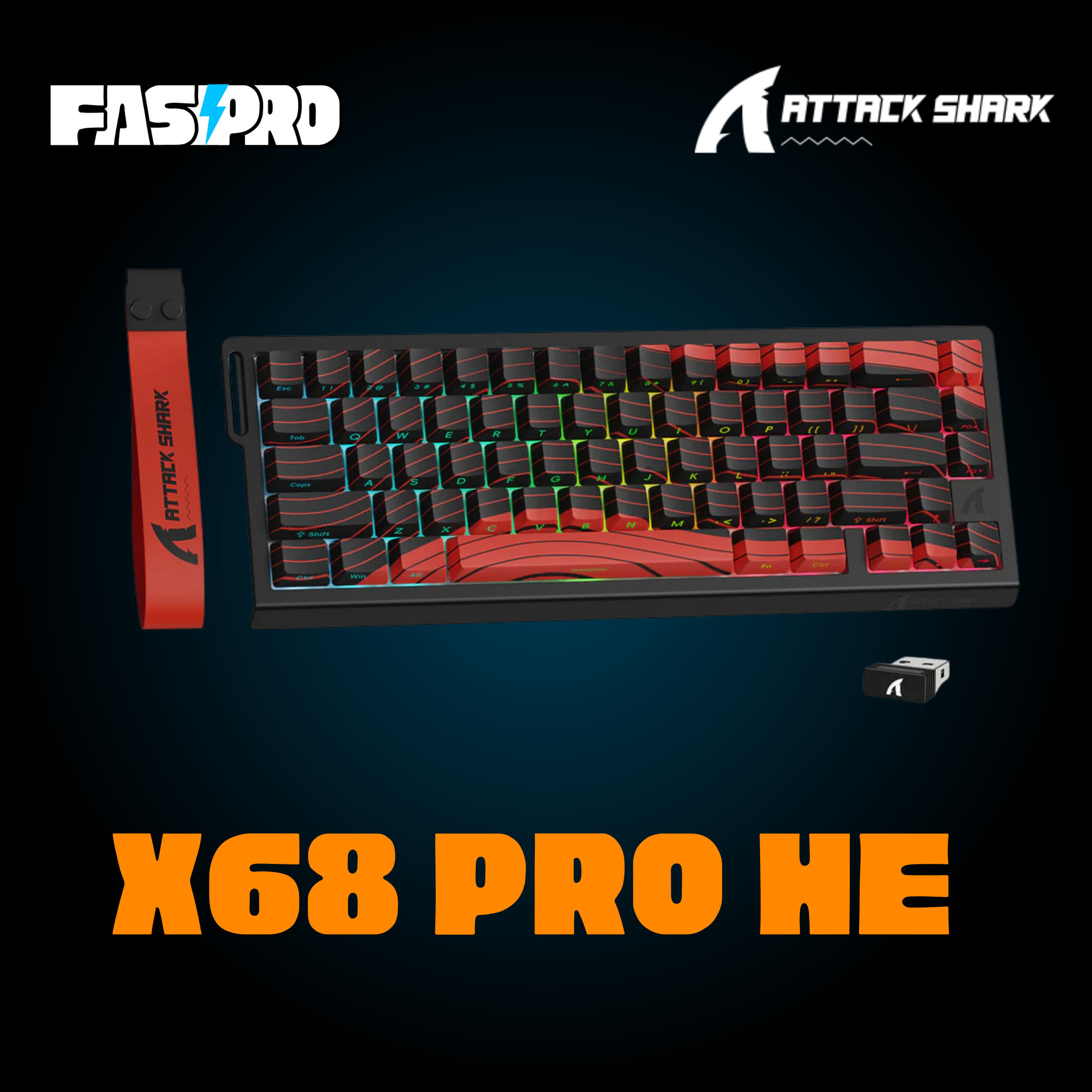 كيبورد مغناطيسي لاسلكي من اتاك شارك ATTACK SHARK X68PRO HE
